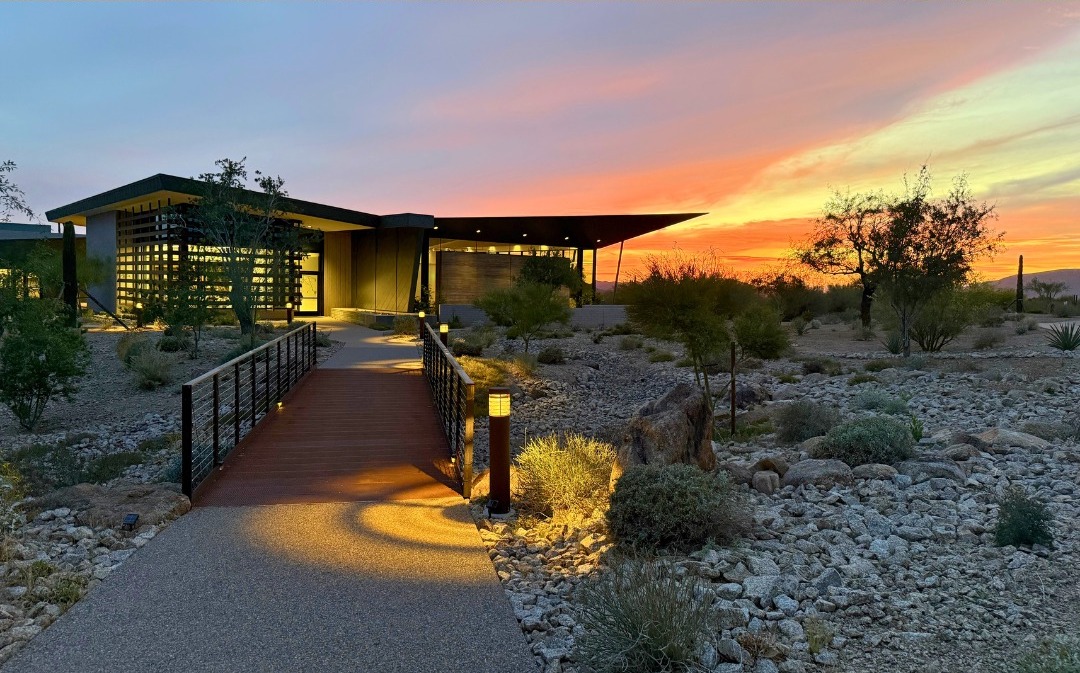 TSG Foundation building at sunset, Center for Spiritual Development and Ageless Wisdom Teachings